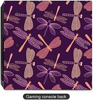 Purple Dragonfly Cute Skin Skin Protector Slim Tampa para PS-4 Slim/PS-4 Pro Console & 2 Controller