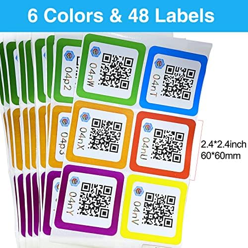 Etiquetas de código QR para armazenamento 48 Pacote de adesivos QR Smart Mottings para caixas Codificadas por cores,