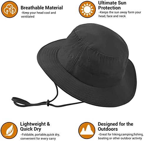 Larga chapéu de chapéu de boonie para homens mulheres, chapéu de balde masculino com proteção UV para pescar caminhadas de camping