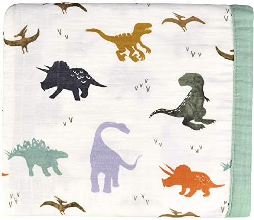 Little Jump Dinosaur Muslin Quilts - cobertor de verão de bambu para criança - grandes dimensões 47 x 47 - 2 camadas Muslin