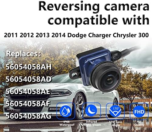 Câmera de backup do Levanlight Compatível com 2011 2012 2013 2014 Dodge Charger Chrysler 300 substitui 56054058H