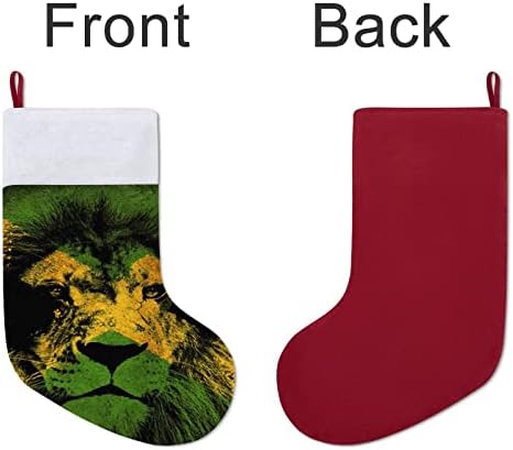 Bandeira jamaicana com meias para férias de Natal vermelho de leão