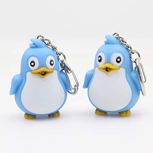 AMOSFUN 2PCS Chaves de pinguins azuis do céu luminos