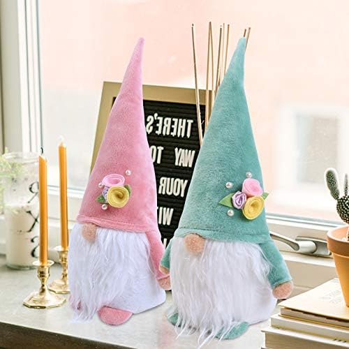 MyH Deco pacote 2 Decoração de férias de Páscoa de Páscoa - Gnomos de pelúcia de Tomte feitos à mão, sueco Gnome Spring Grush, decoração