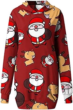 Vestido feio de moletom de Natal para mulheres renas de floco de neve com moleto de manga longa Pullover Casual Crew Neck Mini Dress