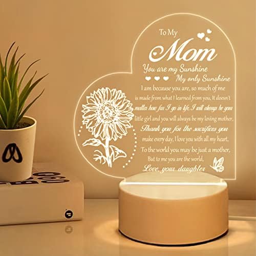 LE XIAOXI MOM PRESENTES, GIOSTOS PARA MOMINA DA FILHA - ACRYLIC GRAVED Night Light, Melhor Mã