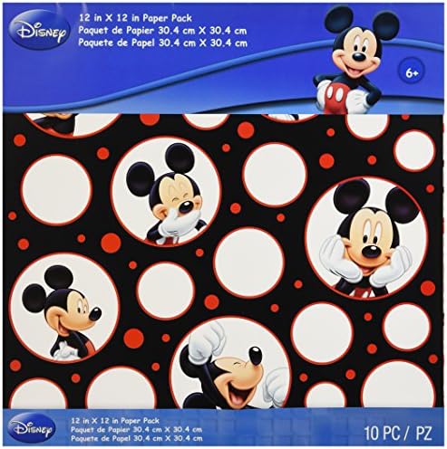 EK Sucesso Mickey Mouse preto/branco/vermelho pacote, 10 folhas, 2 papers texturizados de cada/5