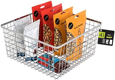 Smart Design Nestable Basket Organizer com alças - caixas de armazenamento para cozinha, despensa, lavanderia, banheiro e