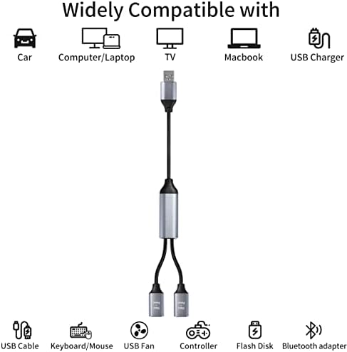 Belipro USB Splitter Y Cabo 3 pés, USB 1 masculino a 2 conector feminino, dados e adaptador de divisor de energia do carregador para