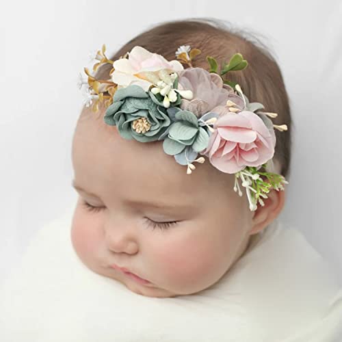 Bandas de cabeça para bebês em miniatura, bandeira da menina, bandeira de nylon floral, bandeira da coroa de flores, bandana