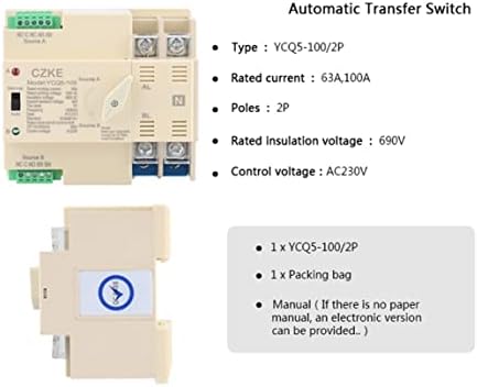 Uncaso ycq5-100 2p 63a/100a interruptor de transferência automática trilho din 50/60Hz AC220V ATS PV POWER para energia da cidade