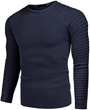 Coofandy Men's Cable Knit Sweater Crew pescoço de manga longa Pullover