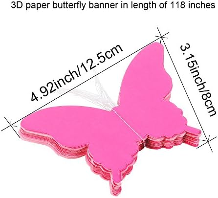 2 peças Banner de borboleta em 3d Papel pendurado guirlanda decorativa para casamento, chá de bebê, aniversário e decoração