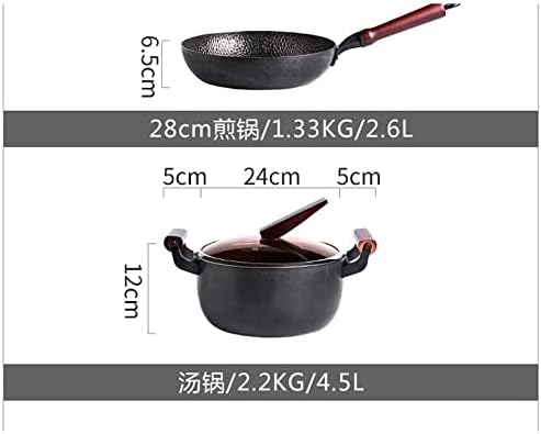 Dsfeoigy Cookware Declare Woks chineses de ferro pesado de serviço pesado e frigideiras de frito