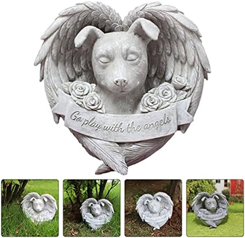Stone Memorial Genical Dog Go Buse com o Angel Pet Memorial Garden Stone Resina Dog Angel estátua quintal Marcador Sepultura