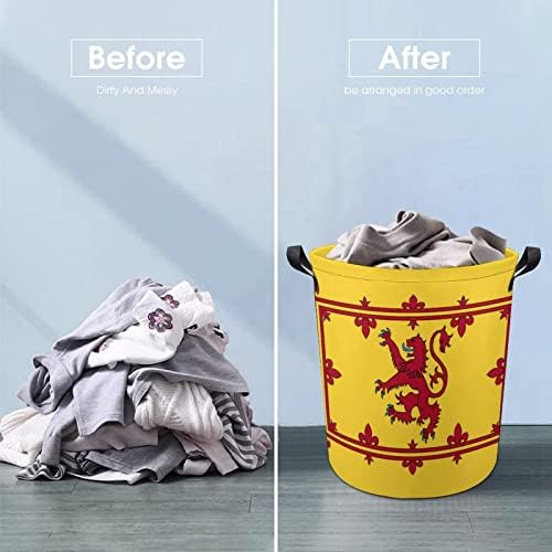 Escócia Scottish Rampant Lion Laundry Basket Horting Saco de lavagem Bin Storage Bolsa de armazenamento dobrável com alças