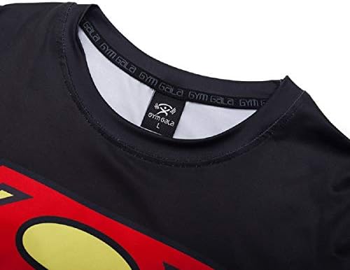 Gym Gala Men's Short Sleeve Super Hero Casual e Sports Tirise Compressão de camisa