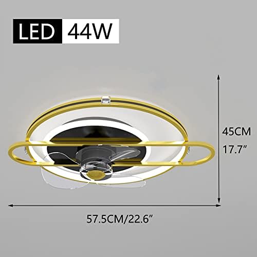 Ibalody Creative Gold Gold mudo teto fã com luz 44W LED LED Dimmível Fan Bedroom Sala de Estudo Luzes de Teto de Montagem de Montagem