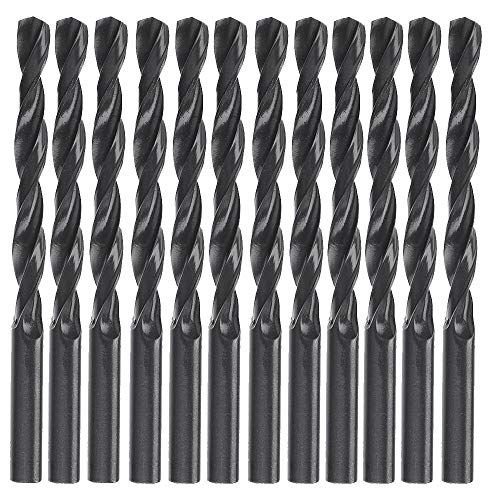 Drillforce 12pcs 1/16 polegada x 1-7/8 polegadas m2 bits, acabamento preto, broca de torção de aço de alta velocidade