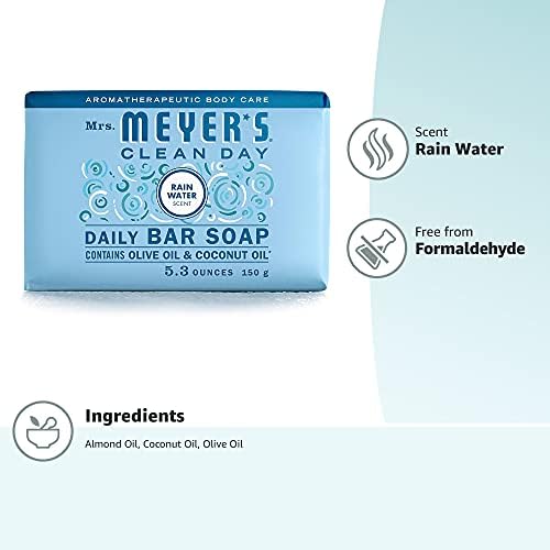 Sra. Meyer's Bar Soap, use como lavagem corporal ou sabão de mão, feito com óleos essenciais, água da chuva, 5,3 oz, 1 bar