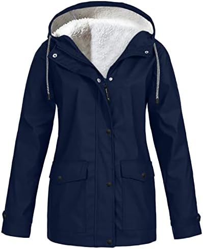 Jaqueta de inverno feminino companheiro de lã de lã de lã de lasco de vento sólido ao ar livre de tamanho grande e com capuz