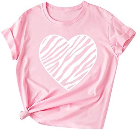 2023 camisetas femininas T Tops gráficos de coração fofos camisetas de verão básico blusa de cor sólida colorida colorida