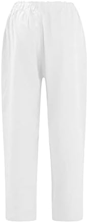 Burband feminino verão linho de algodão folgado calça de trabalho casual Casual Casual Praia Yoga Harém Pants plus size s-6xl