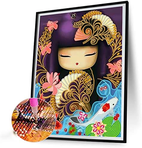 Doll Kimono Girl 5D Kits de pintura de diamante para adultos Iniciantes Iniciantes Divrília parcial PARTIMANTE CRISTAL