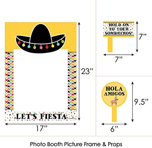 Big Dot of Happiness Let's Fiesta - Fiesta mexicana Selfie Photo Booth Picture Frame & adereços - Impresso em material resistente