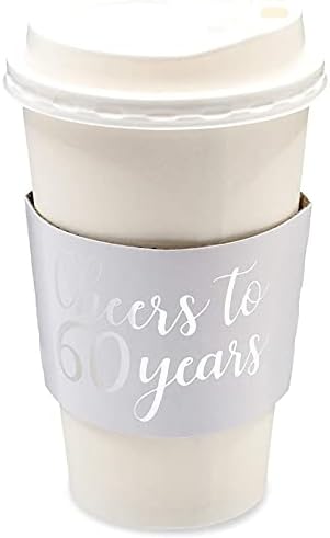 Felicidades a 60 anos de copo de café com mangas de bebida por 60 anos ou aniversário, se encaixa em 12-16 onças,