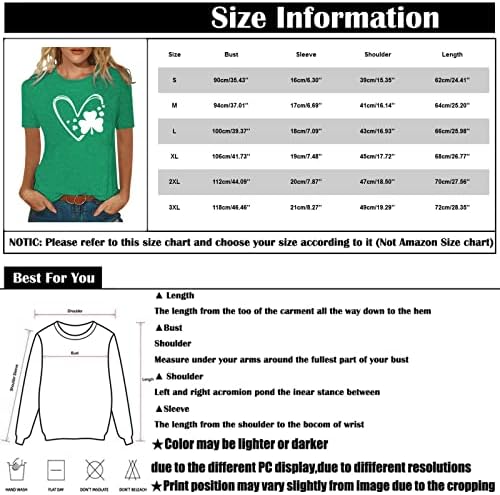 Camisas do dia de St Patricks para feminino Manga curta Print Clover Tees gráfico Crewneck Plus Tamanho Blusa Holiday Top