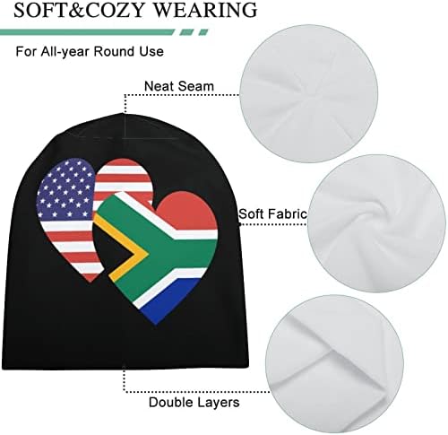 África do Sul American Heart Flag Beanie Bap macio quente Pullover total Capull Capulh Sleep Hat para UnisisEx