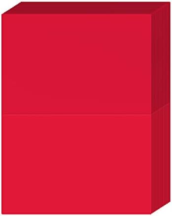 A7 Red Half Fold Blank Greeting Cards - Ótimo para cartões de férias, Natal e Ano Novo | 5 ”x 7” | 50 cartões por pacote