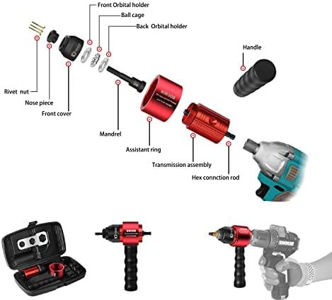 Corwin KW308 Adaptador de broca de porca de rebite Mandrel M4