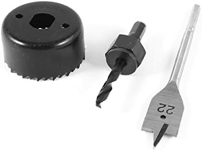 X-Dree Black 3 em 1 conjunto de orifício definido Mandrel Kit de instalação de bit de madeira de 7/8 (Juego de Instalación de Cerradur