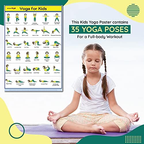 Pôster de ioga para crianças sportaxis com ilustrações grandes e fofas- exercícios de ioga para crianças- treinamento de fitness para