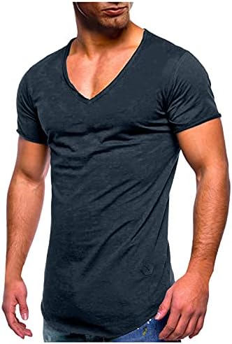 Wenkomg1 Summer V Neck Henley camisas para homens plus size colorir camisetas camisetas de algodão Mangas curtas Tops Basic T-shirt