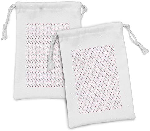 Conjunto de bolsas de tecido flamingo de Ambesonne de 2, padrão mínimo de pássaros exóticos Padrão de desenho selvagem