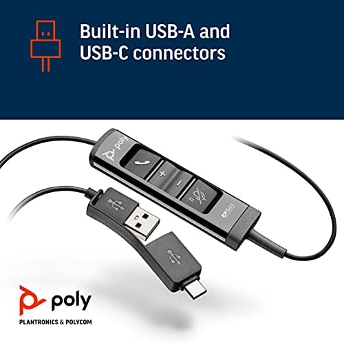 Poly EncorePro 545 USB-A e USB-C ENDERECIMENTO USB-Proteção auditiva acústica-Botões de resposta de Hold & Call-Estilo