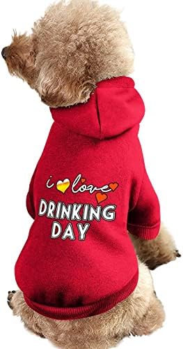 Eu amo dia bebendo cachorro camisa de uma peça de cachorro na moda fantasia com acessórios para animais de estimação