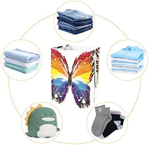Unicey Grunge Rainbow Butterfly Lixeira grande de armazenamento para banheiro, quarto, casa, brinquedos e organização de roupas
