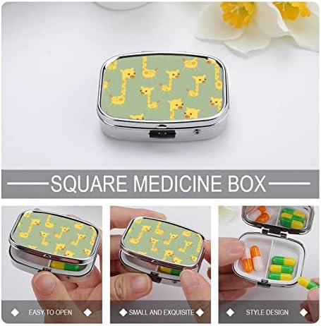 Pocket Pill Caso Giraffe Amarelo Travel Pill Holder Storage for Medicine Suplemento Óleos de Peixe Vitamina 2.2x1.6in