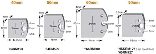 Ferramenta Amana - 64RM599 Par de facas em branco de 50 mm para perfil Pro 50mm Cutterheads