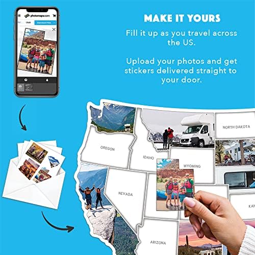 50 estados mapa fotográfico de trailer - use suas fotos - mapa de adesivos dos estados visitados