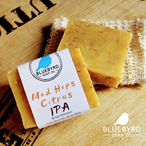Bluebyrd Soap Co. Mad Hops Citrus IPA Beer Soap Bar | Sabão de cerveja com altoses artesanais veganos para homens | Amantes