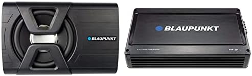 Blaupunkt 300W Subwoofer amplificado de 8 polegadas e amplificador de 4 canais de 4 canais de 1600W AMP1604