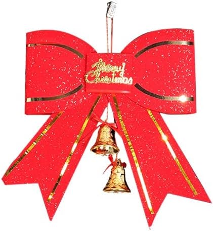 Decoração de árvore de Natal Tirada de grande arco vermelha 13 cm com pingente de sino pendurando bolas de vidro decorativas