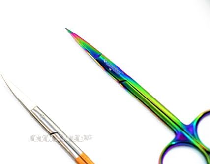 Scissors de íris 4,5 Supercut de alta qualidade de alta grau Scissors Plus Alemã Premium Iris Scissors 4,5 Rainbow Straight Cynamed