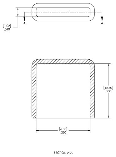 CAPLUGS 99395365 Tampa de acabamento retangular plástica com punho de extremidade plana. VRF-040X250-8, vinil, comprimento