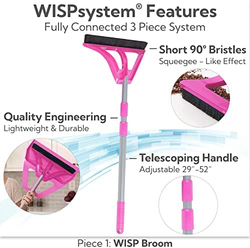 Wisp Broom and Dustpan Set para casa, removedor de cabelo para animais de estimação para carpete, conjunto de limpeza